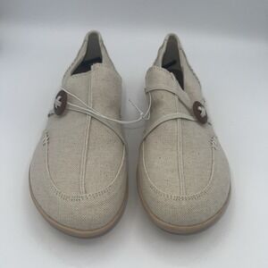 Ew Comfort Ease Flats Women's 9.5 M Beige Maggie Shoes Cotton Canvas Slip-Ons